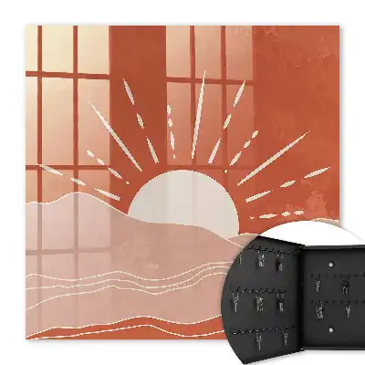 Wall mounted key cabinet Orange Dawn in Minimalist Graphics