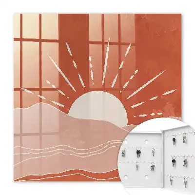 Wall mounted key cabinet Orange Dawn in Minimalist Graphics
