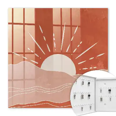 Wall mounted key cabinet Orange Dawn in Minimalist Graphics