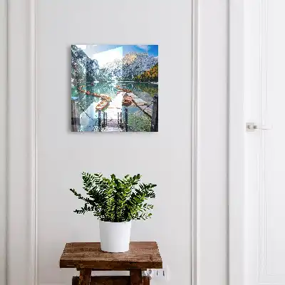Decorative key box Mountain landscape with wooden boats