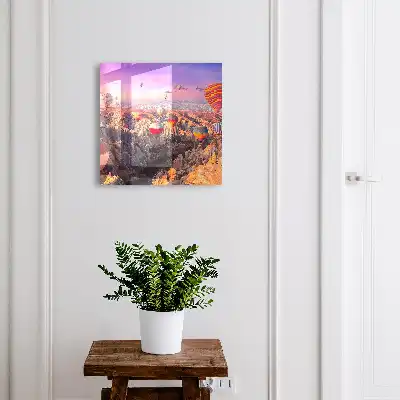 Wall mounted key cabinet Balloons in the air over a rocky valley
