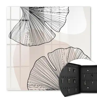 Wall mounted key box Black leaves on a cream background