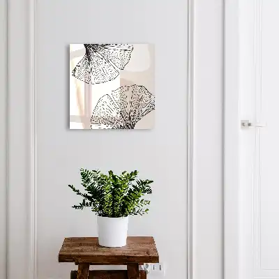 Wall mounted key box Black leaves on a cream background