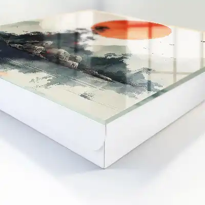 Decorative key box Mountain landscape with a red sun