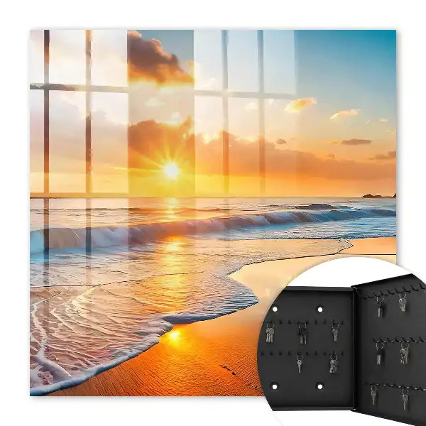 Wall mounted key box Ocean sunset