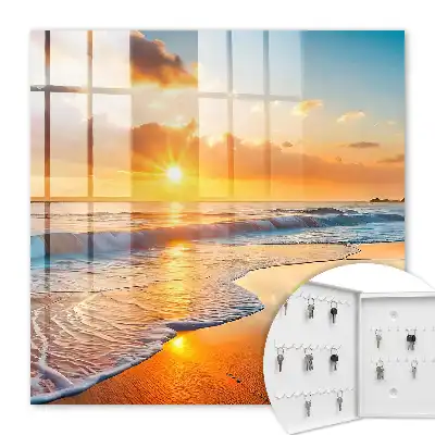 Wall mounted key box Ocean sunset
