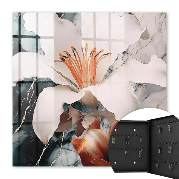Wall mounted key cabinet Floral elegance in a contrasting setting