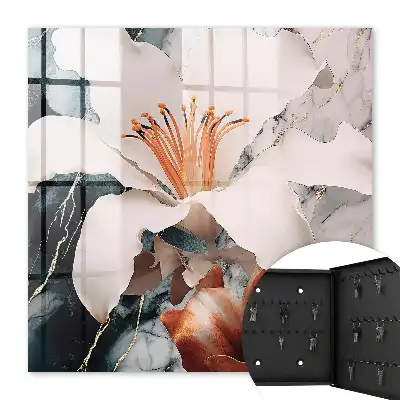Wall mounted key cabinet Floral elegance in a contrasting setting