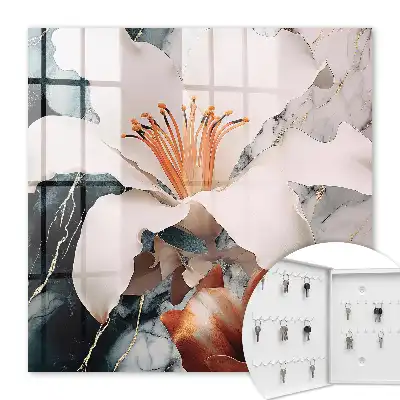 Wall mounted key cabinet Floral elegance in a contrasting setting
