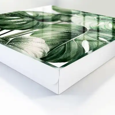 Key box for home Green leaves in white tones