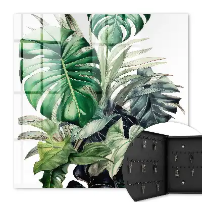 Decorative key box Exotic tropical leaves