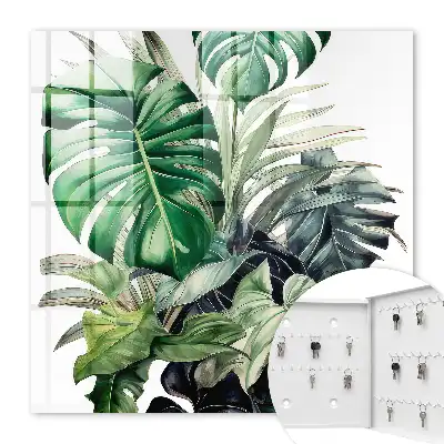 Decorative key box Exotic tropical leaves