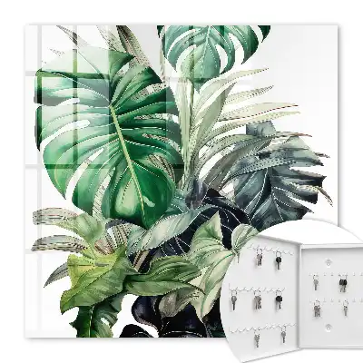 Decorative key box Exotic tropical leaves