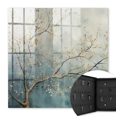 Key cabinet Nature's relaxation with pastel leaves
