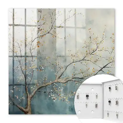 Key cabinet Nature's relaxation with pastel leaves