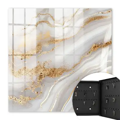 Wall mounted key cabinet Abstract elegance with yellow accents