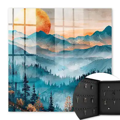 Key cabinet Mountain sunset with mountains and sun