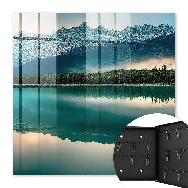 Wall mounted key box Mountain reflection on the water surface