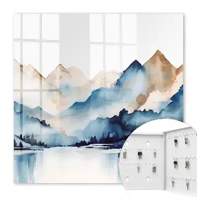 Key box for home Watercolor mountains background