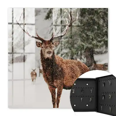 Key cabinet Winter landscape deer