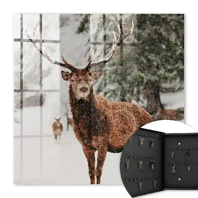 Key cabinet Winter landscape deer