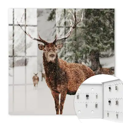 Key cabinet Winter landscape deer