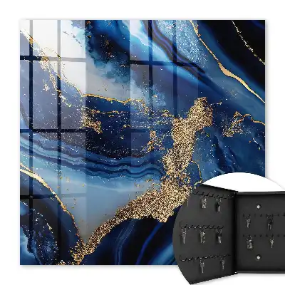 Decorative key box Navy blue streaks dynamic pattern