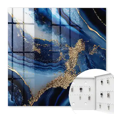 Decorative key box Navy blue streaks dynamic pattern