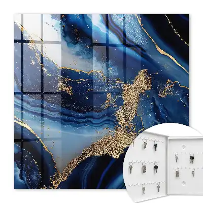 Decorative key box Navy blue streaks dynamic pattern