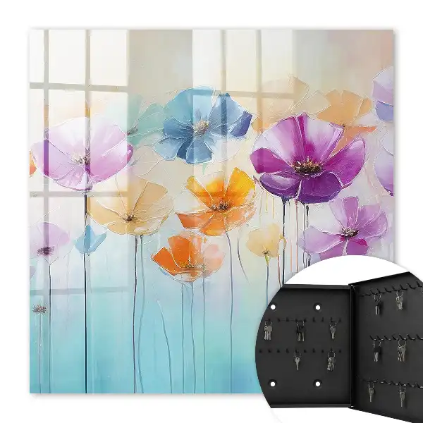 Wall mounted key box Colorful flowers full of energy