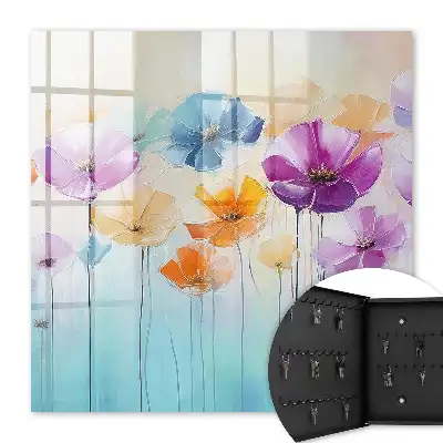 Wall mounted key box Colorful flowers full of energy