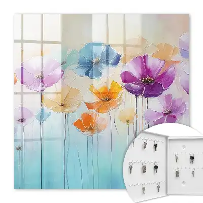 Wall mounted key box Colorful flowers full of energy