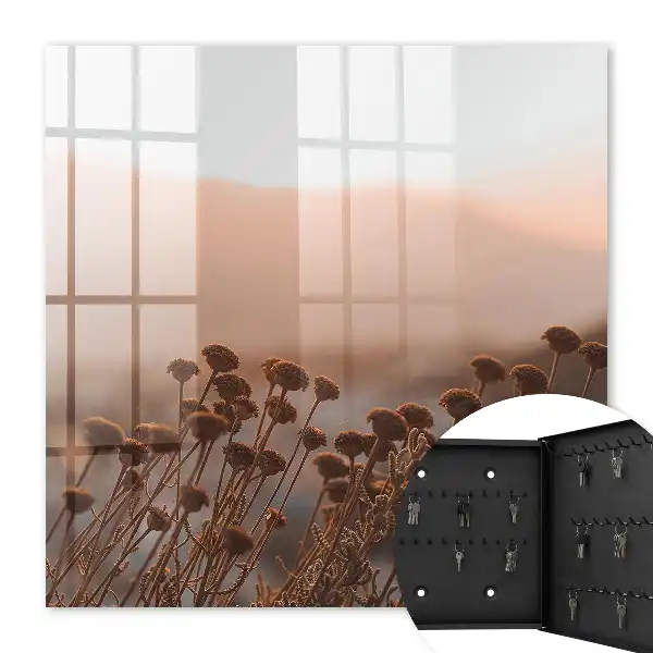 Key cabinet Autumn landscape with dry flowers