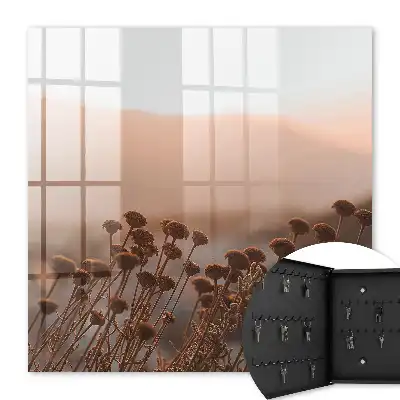 Key cabinet Autumn landscape with dry flowers