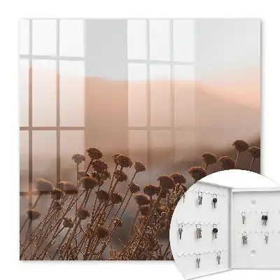 Key cabinet Autumn landscape with dry flowers