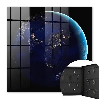 Wall mounted key box Night space earth at night