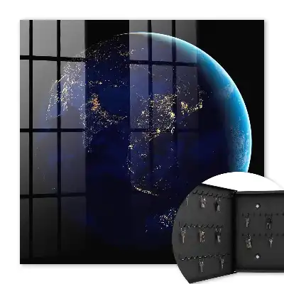 Wall mounted key box Night space earth at night