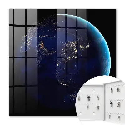 Wall mounted key box Night space earth at night