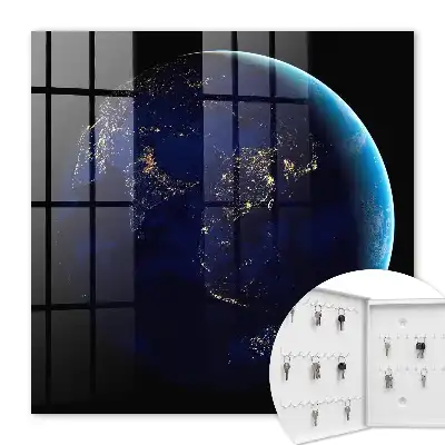 Wall mounted key box Night space earth at night
