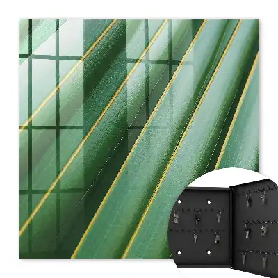Decorative key box Yellow leaf pattern with stripes
