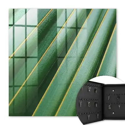 Decorative key box Yellow leaf pattern with stripes