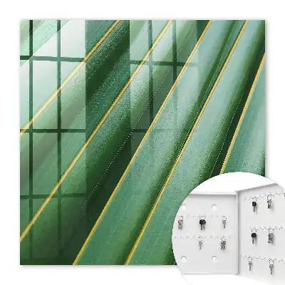 Decorative key box Yellow leaf pattern with stripes