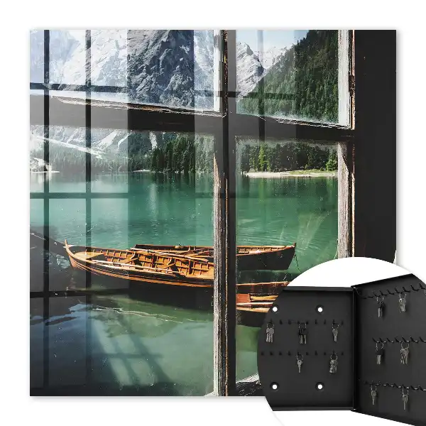 Key cabinet Lake mountains boats window