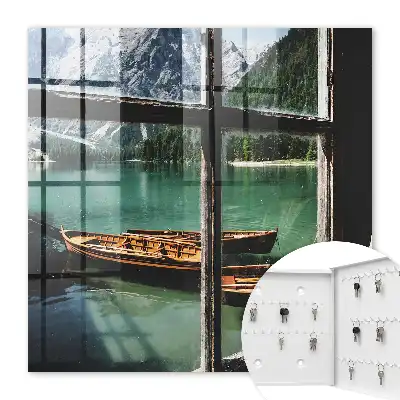 Key cabinet Lake mountains boats window