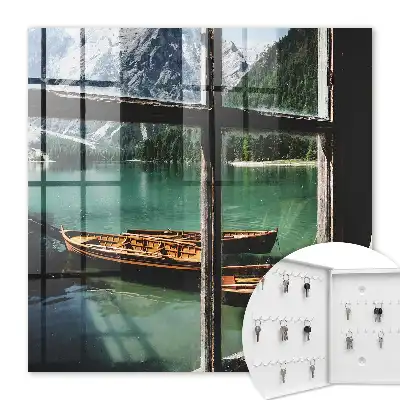 Key cabinet Lake mountains boats window