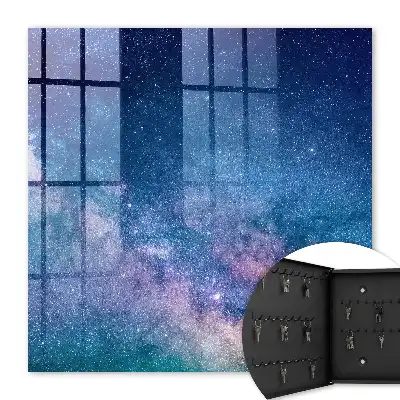 Wall mounted key box A cosmic night full of stars