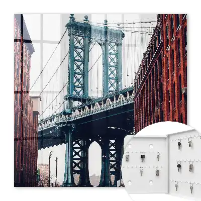 Decorative key box City brick bridge with buildings