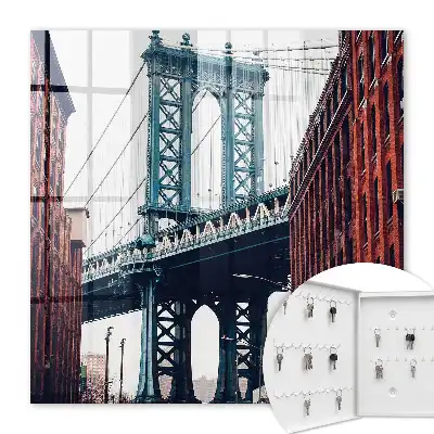 Decorative key box City brick bridge with buildings