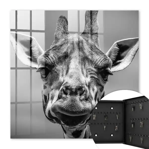 Decorative key box Giraffe portrait in black and white tones