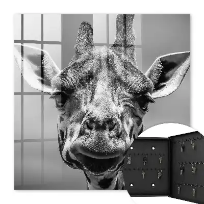 Decorative key box Giraffe portrait in black and white tones